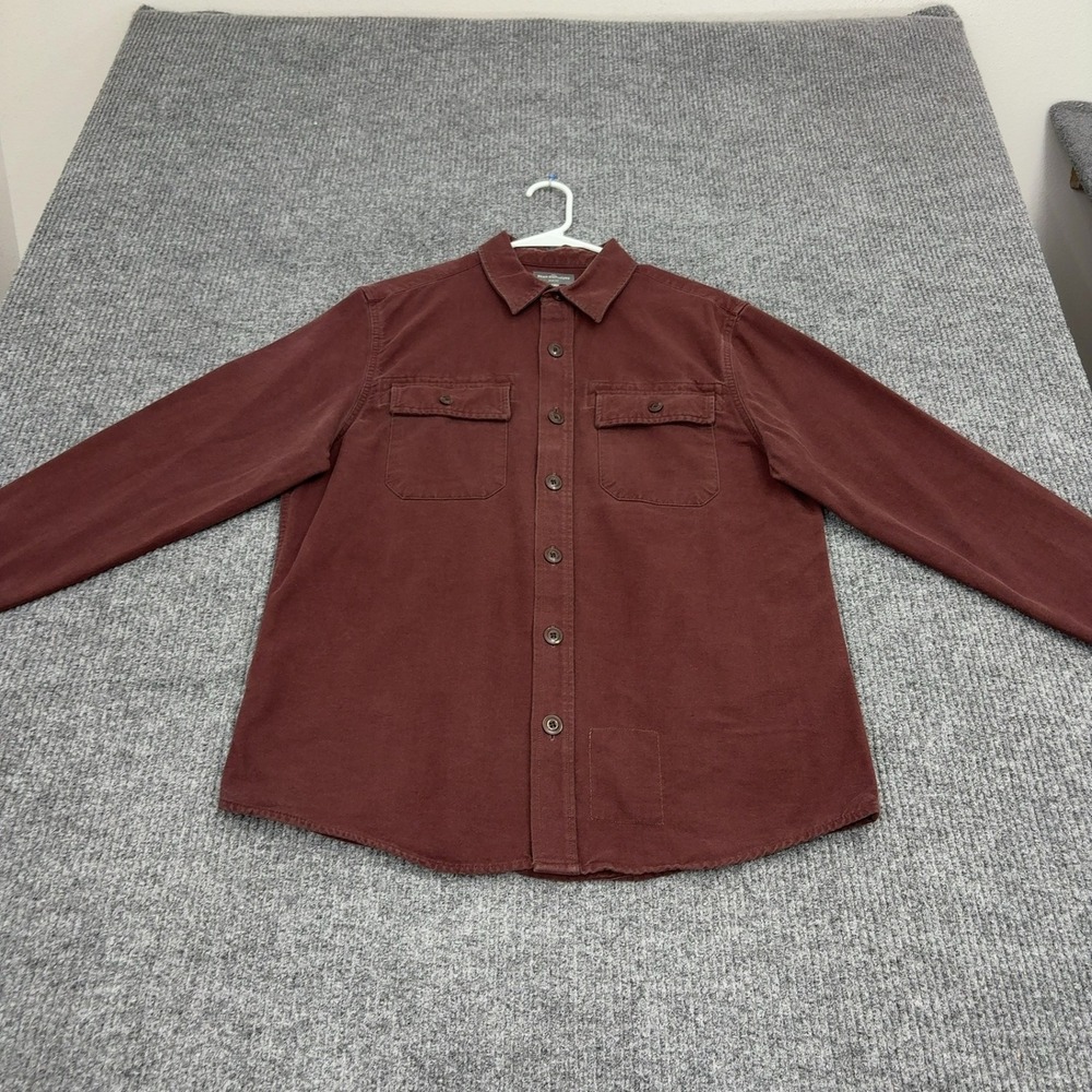LL Bean Chamois Cloth Shirt Men M Maroon Cotton Slim Fit Archive Outdoor Style